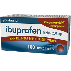 Box of ibuprofen tablets 200 mg pain reliever and fever reducer