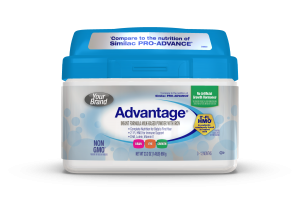 Container of Advantage infant formula brand packaging
