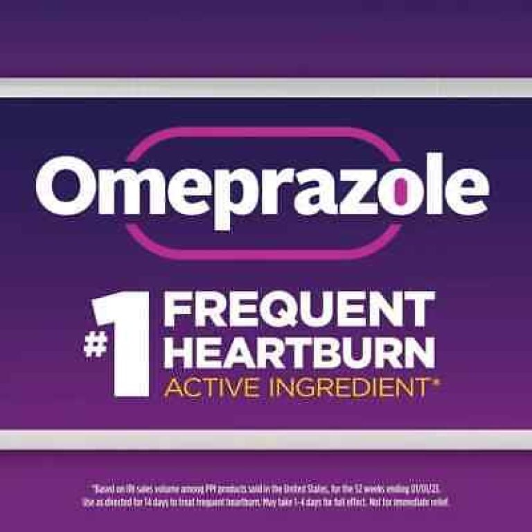 Omeprazole product label showing it as the #1 frequent heartburn active ingredient