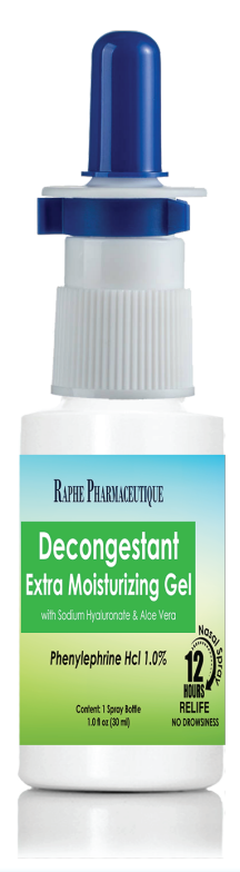 Decongestant extra moisturizing gel spray bottle with phenylephrine Hcl 1.0% by Raphe Pharmaceutique