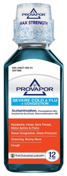 Bottle of Provapor severe cold and flu congestion daytime liquid medicine