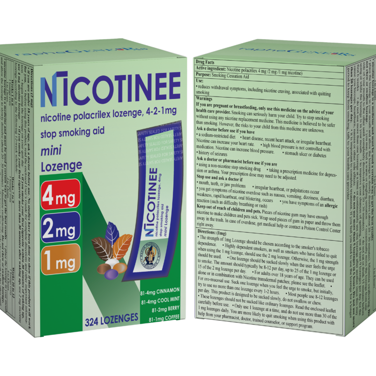 Nicotine polacrilex lozenge stop smoking aid manufacturer packaging with dosage variations