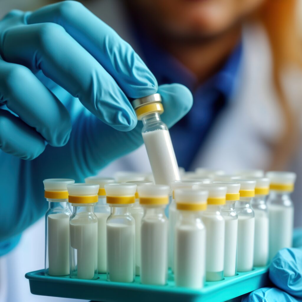 Peptide vial handling by manufacturer in laboratory setting