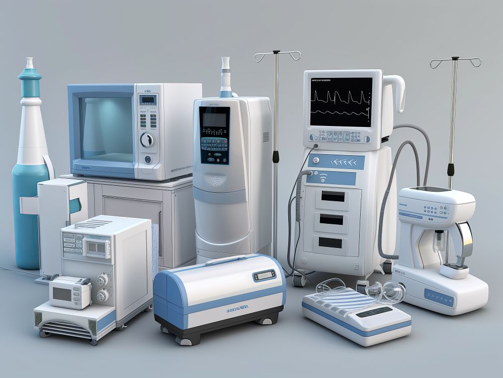 Medical equipment manufacturer showcasing various devices and appliances.