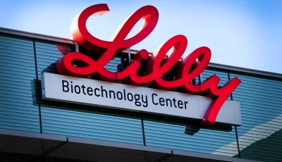 Lilly Biotechnology Center manufacturer sign.