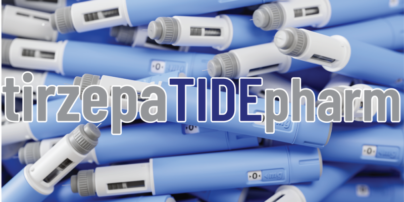 Tirzepatide manufacturer injection pens stacked together.