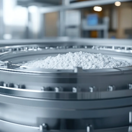 Product image of tirzepatide manufacturer powder in processing equipment.